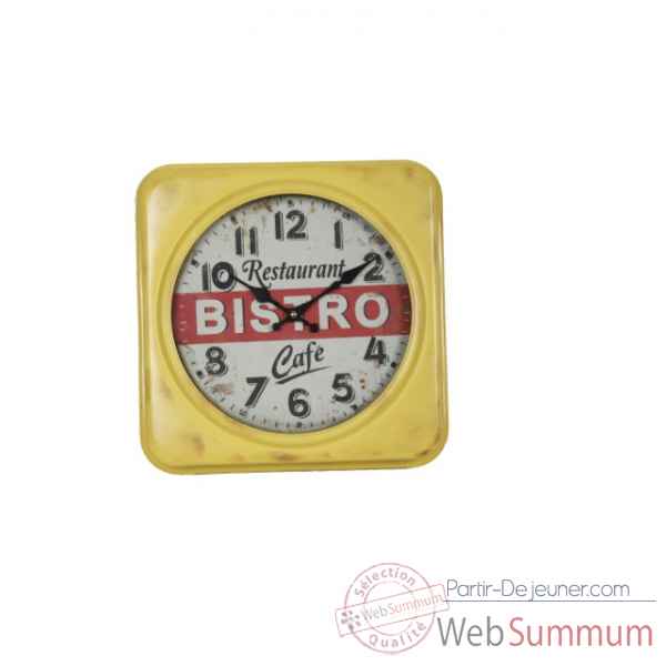 Pendule jaune bistro 35 x 35 cms Antic Line -SEB12378