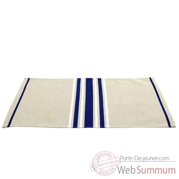 Lot de 6 sets de table ourle tissus Artiga toile bleu/blanc Corda Metis