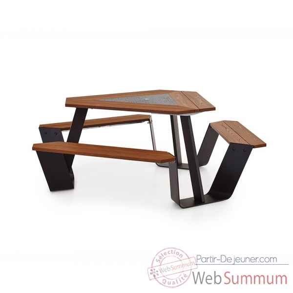 Table picnic anker cadre galvanisé & pieds laqués brun noir h.o.t.wood Extremis -ANBH