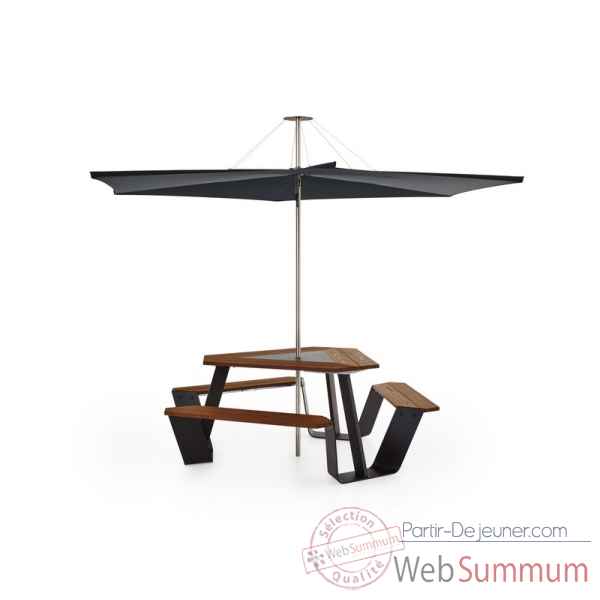 Table picnic anker cadre galvanisé & pieds laqués brun noir iroko Extremis -ANBI