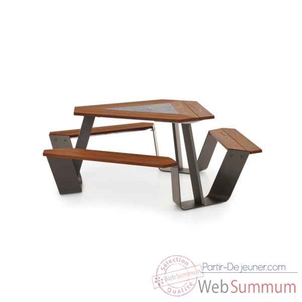 Table picnic anker cadre galvanise & pieds laques earth iroko Extremis -ANEI