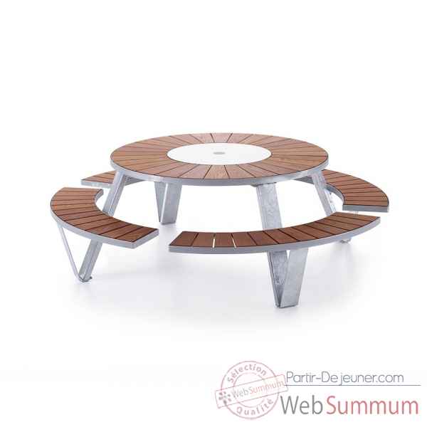 Table picnic pantagruel cadre & pieds en acier galvanisé, h.o.t.wood Extremis -PAGH
