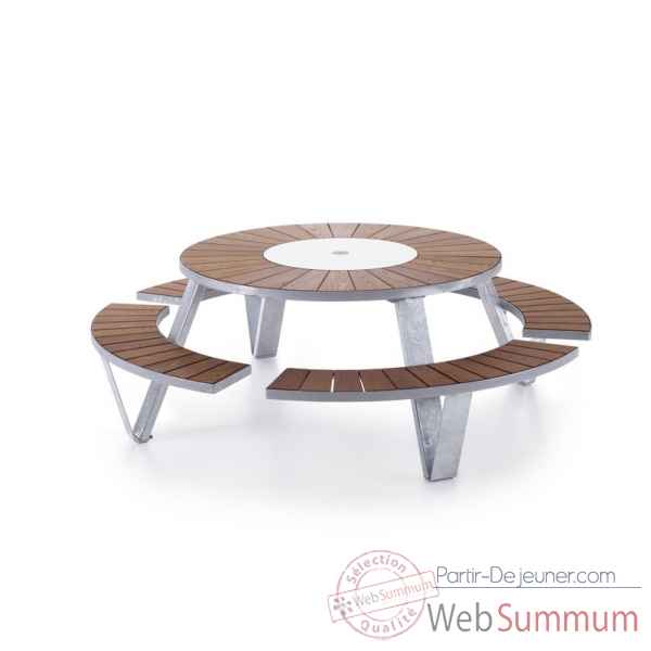Table picnic pantagruel cadre & pieds en acier galvanisé, iroko Extremis -PAGI