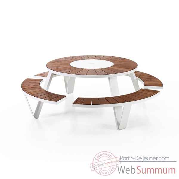 Table picnic pantagruel cadre & pieds laqué blanc, h.o.t.wood Extremis -PAWH