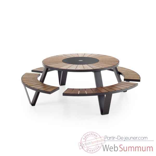 Table picnic pantagruel cadre & pieds laqué noir, iroko Extremis -PABI